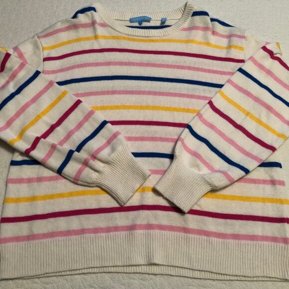 Draper James Sweaters - Draper James Striped Multicolor Crewneck Sweater Women Size Large, Cotton Blend